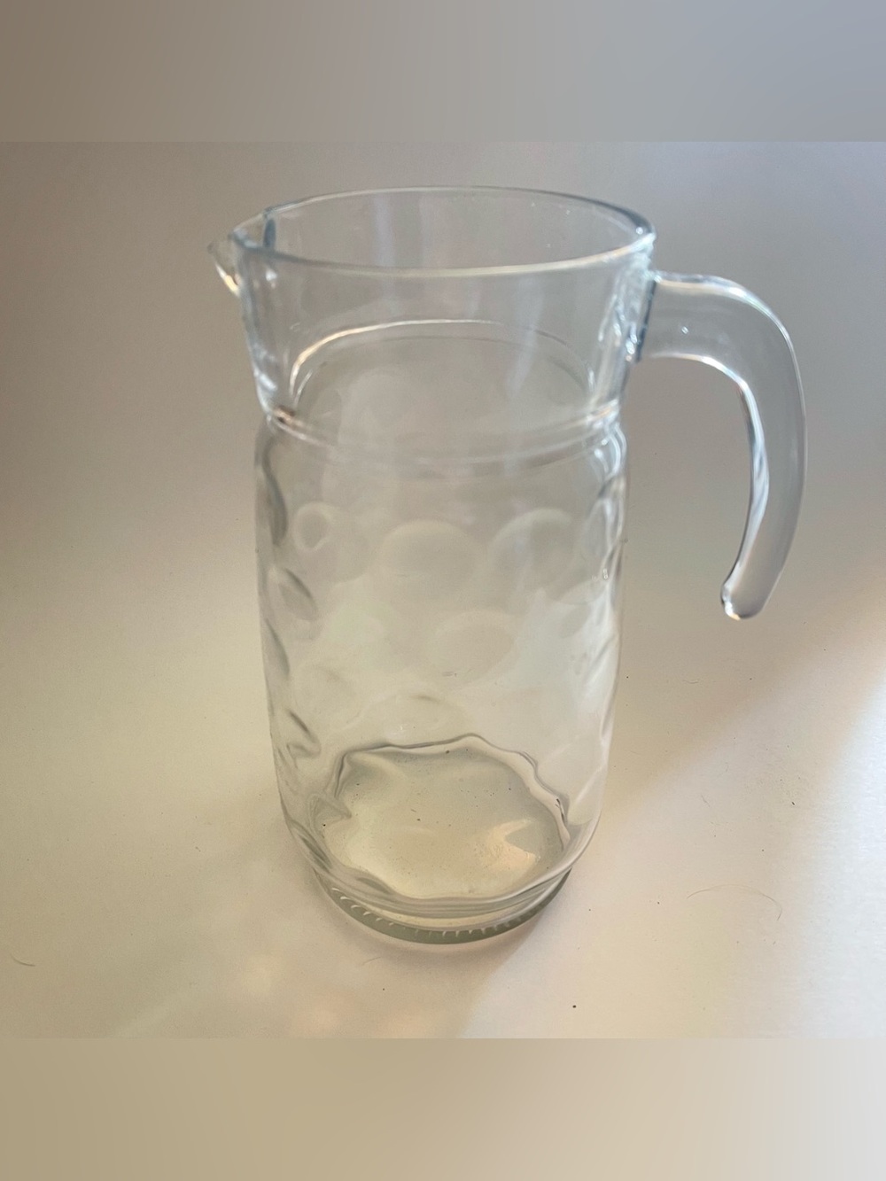 CB2 clear glass water drink pitcher vase  beveled style lemonade juice